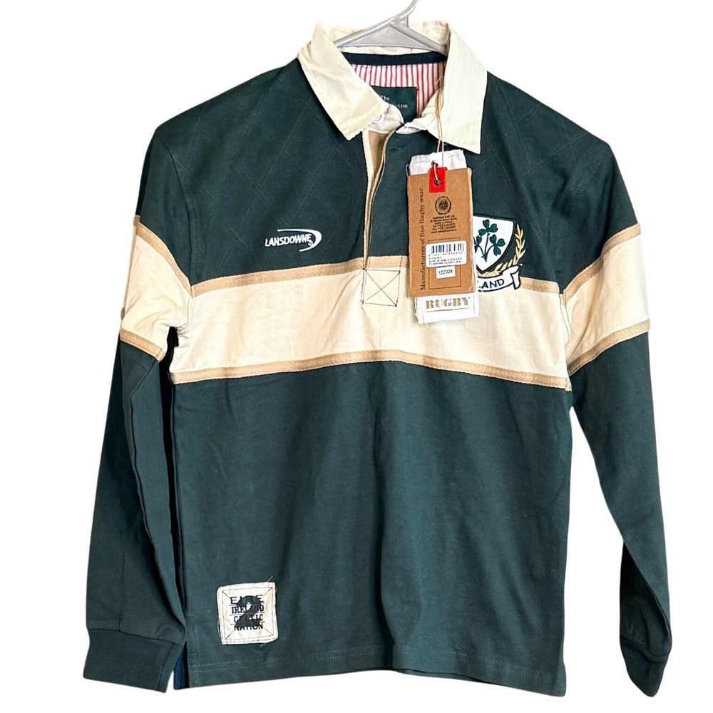 Lansdowne Kids Green and Cream Rugby Polo Shirt